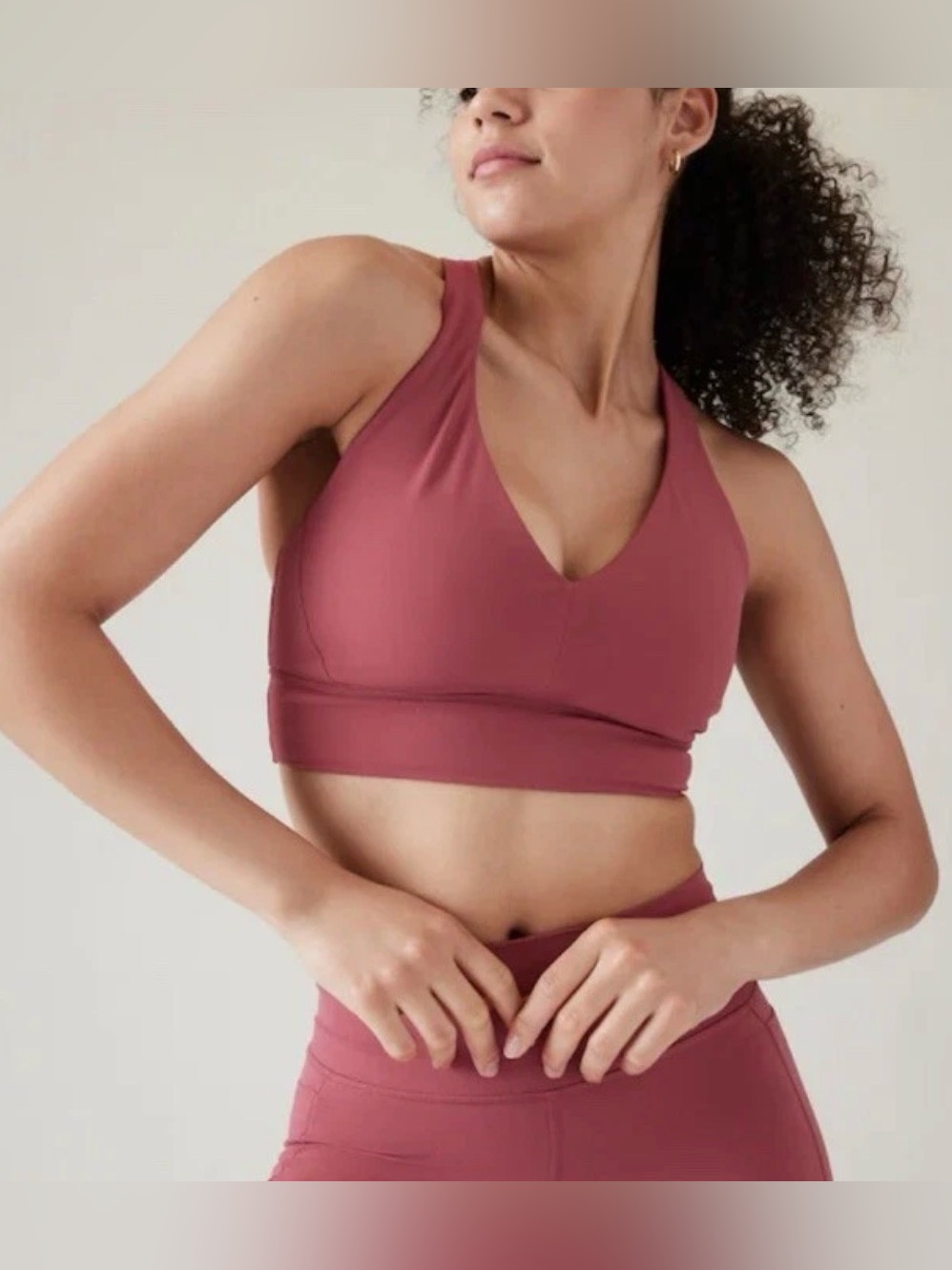 Athleta Transcend Plunge Sports Bra, Women’s Small, Racerback, Berry Rose Nwt
